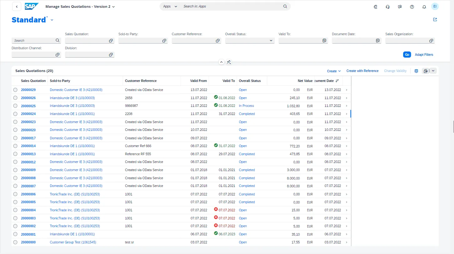 Manage Sales Quotation Worklist