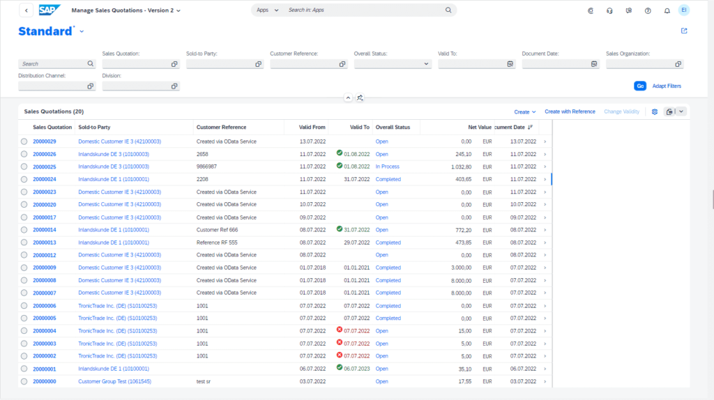 Manage Sales Quotation Worklist